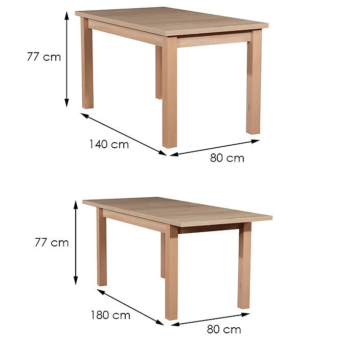 Zestaw stół i krzesła Erazm 1+6 st28 140x80+40 +W113 sonoma