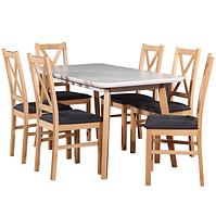 Zestaw stół i krzesła Zefir 1+6 st41 +W113 biały/buk