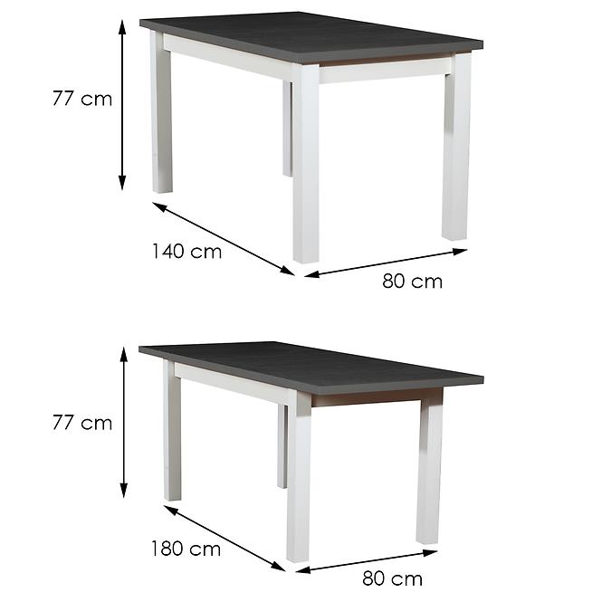 Zestaw stół i krzesła Juliusz 1+6 st28 140x80+40 +W98 biały/grafit