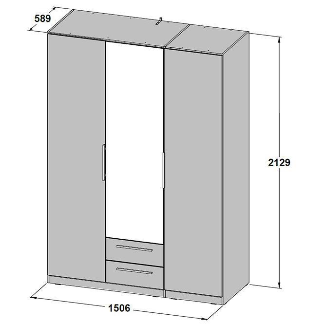 Szafa Cadixo 150 2D2S1L Dąb Sonoma/Lustro
