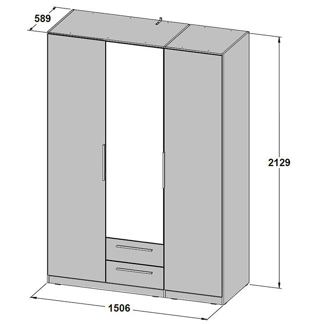 Szafa Cadixo 150 2D2S1L Dąb Sonoma/Lustro