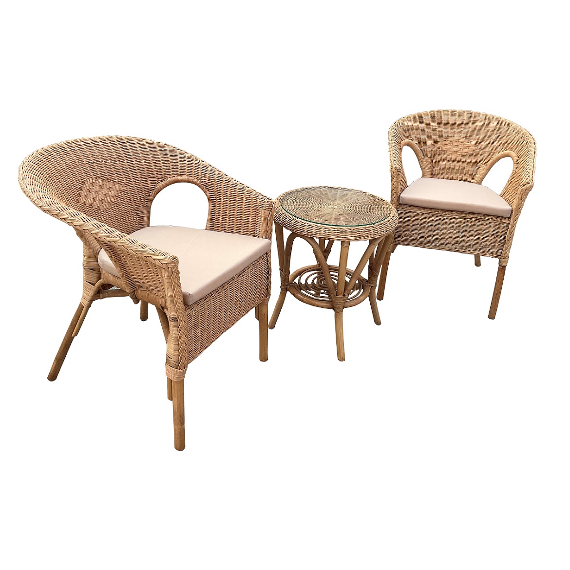 Komplet Hamburg Mini naturalny rattan 2+1