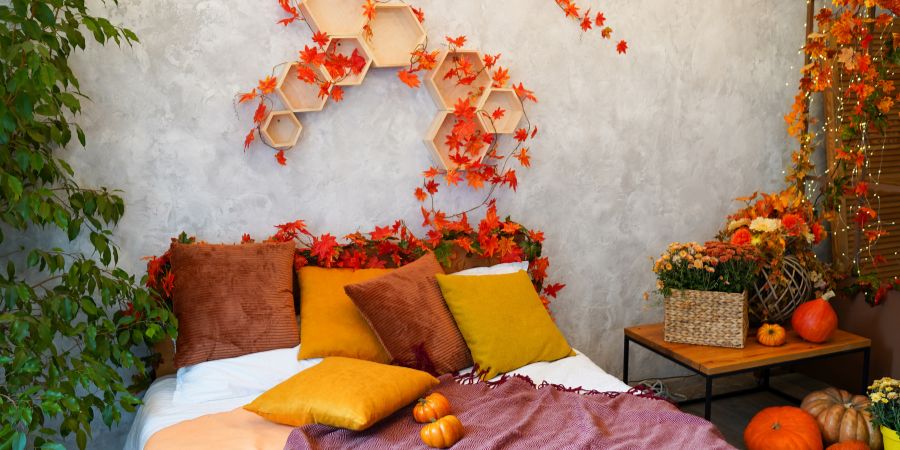 sypialnia w kolorach jesieni