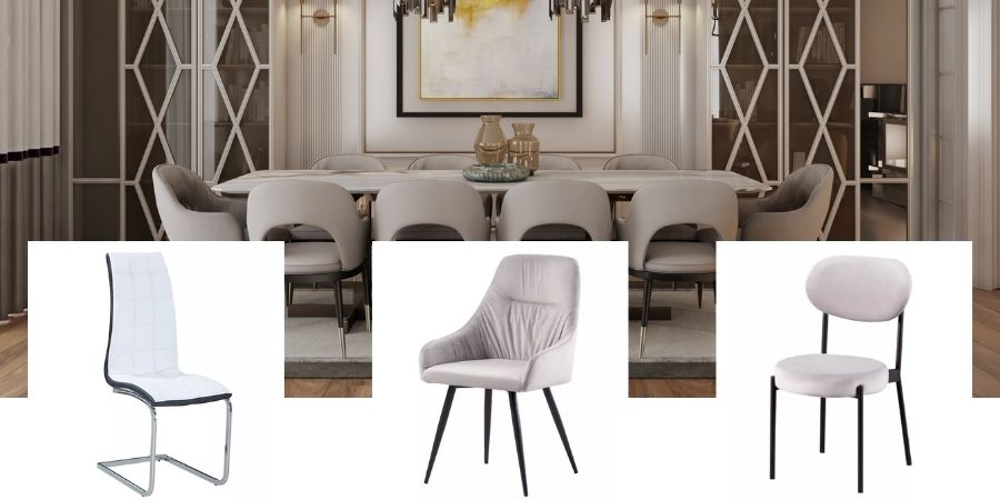 biel i szarości - krzesła do jadalni