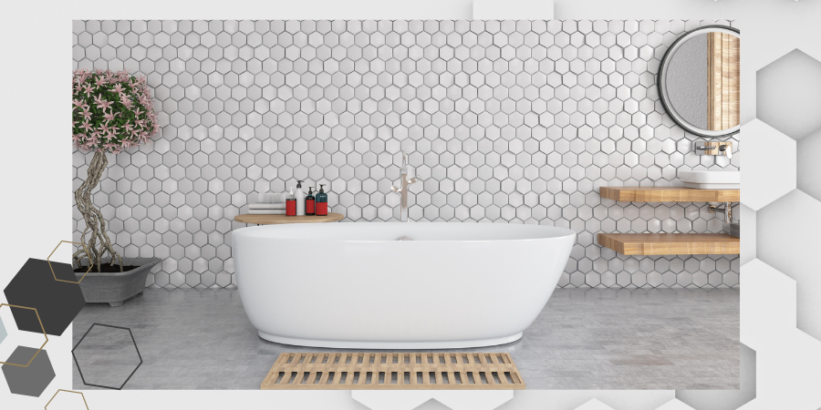 Kafle heksagonalne na ścianę w łazience i w kuchni