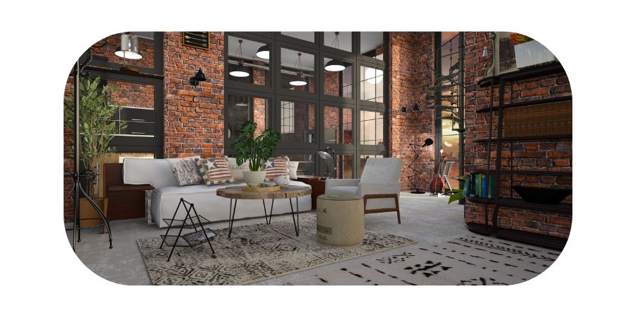 wnętrza w industrialnym stylu loft - modny przedpokój